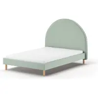 Vipack - Lit rembourré MOON avec surface de couchage 140 x 200 cm, sommier à lattes inclus, housse en tissu Boucle très tendance en vert