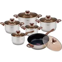 KINGHOFF Set de Casseroles KH-1768 12 Pièces Acier Inoxydable