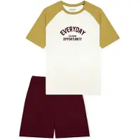 Schiesser Pyjama ' Teens Nightwear ' kaki / bordeaux / blanc cassé