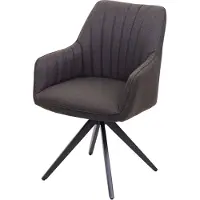 Mendler Chaise de salle à manger HWC-H73, fauteuil,avec accoudoirs, acier rétro, tissu gris-marron