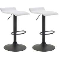 CLP Lot de 2 tabourets de bar Dyn V2 en similicuir, réglables en hauteur et pivotants, blanc, structure noire