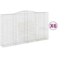 vidaXL Gabions avec arc surélevé 6 pcs. 400x50x220/240cm Fer galvanisé