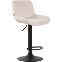 CLP Tabouret de bar Lentini, revêtement en velours, pivotant et réglable en hauteur | Couleur : crème, structure : noire