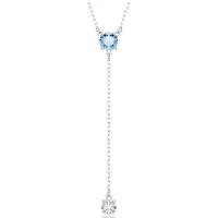 Swarovski Collier En Y Stilla Attract, Taille Ronde, Bleu, Métal Rhodié