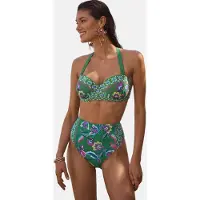 Love & roses Bas de bikini vert / pétrole / violet / blanc