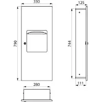 Delabie Combinaison de poubelles pour essuie-mains en papier UP 10l (ex-0013680000)
