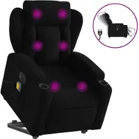 vidaXL Fauteuil de massage électrique avec releveur Noir Tissu