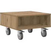 vidaXL Table d'appoint avec roues Chêne artisanal 50 x 50 x 30 cm