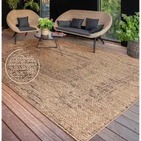 Paco Home Tapis d'extérieur résistant aux intempéries Tissu plat moderne, aspect jute pour terrasse & balcon Dimension 160x220 cm
