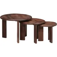 vidaXL Ensemble de 3 tables basses gigognes, bois massif de manguier, brun foncé