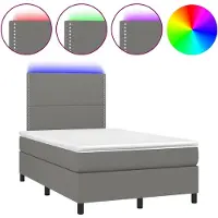 vidaXL Lit boxspring avec matelas & LED gris foncé 120x190 cm Tissu