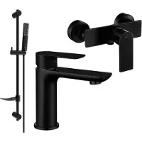Mexen Alfa DF72 Ensemble de mitigeurs de lavabo et de douche avec accessoires, noir (745704DF72-70)