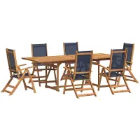 vidaXL Ensemble de jardin 7 pièces en acacia massif et textilène