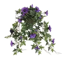 Mica Pétunia Plante Artificielle Suspendue dans Pot de Fleur Stan - L25 x L45 x H50 cm - Violet foncé