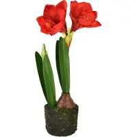 Viana Amaryllis artificielle en mousse - fleurs rouges, fleur décorative, plante artificielle, 49 cm, décoration de la pièce