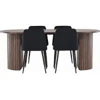 Ebuy24 Härön ensemble pour salle à manger table 90x200cm et 4 chaises velours mocca.