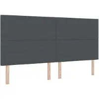 vidaXL Tête de lit avec bandes lumineuses LED, gris foncé, 200 cm, tissu velours