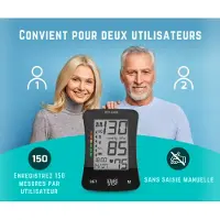 FITAGE - Tensiomètre médical - Moniteur de Pression Artérielle - Fréquence Cardiaque - Brassard 22 à 42cm - Noir