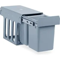 Relaxdays - Poubelle encastrable pour cuisine, à tiroir, duo de 8 l chacun, système de poubelle pour meuble bas, plastique, H x l x P : 35,5 x 25 x 47 cm, gris