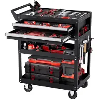 Vevor Chariot à outils 785 x 450 x 945 mm, capacité de charge 181 kg, organisateur de rangement pour outils de mécanicien pour garages, entrepôts et ateliers de réparation, noir