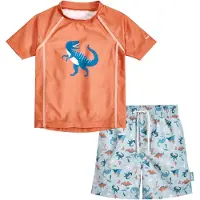 Playshoes Protection UV 'Dino' bleu clair / bleu foncé / homard / blanc