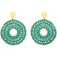 IZIA Boucles d'oreilles aqua / jaune / or / jade