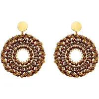 Usha Boucles d'oreilles brun foncé / or