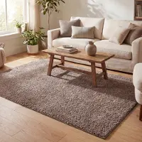 NATURL. Tapis à poils longs - Lofty Taupe | 140x200 cm | Rectangulaire | Pile haute