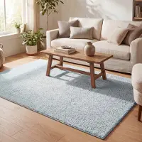 NATURL. Tapis à poils longs - Lofty Bleu Clair | 160x230 cm | Rectangulaire | Pile haute