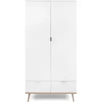 CALICOSY - Armoire 2 Portes 2 Tiroirs avec Penderie H180 cm - COPENHAGUE