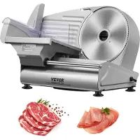 Vevor Trancheuse Électrique Commerciale 180 W Trancheuse à Jambon Lame 190 mm 80-120 tr/min Trancheuse Charcuterie en Acier Inoxydable et Alu pour Couper en Tranches Viande Fromage Légumes Fruits