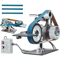 Vevor Ponceuse à bande , polisseuse à bande 30 x 1 pouces à vitesse variable et VFD, polisseuse-ponceuse 550 W avec 2 formes de ponçage et 3 bandes abrasives Fabrication de couteaux