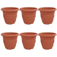 vidaXL Pot À Fleurs Rond 6 Pcs Rouge Brique Ø 26 X 21,5 Cm Plastique