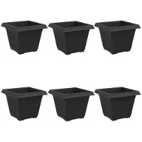 vidaXL Pot De Fleurs Carré 6 Pcs Noir 38 X 38 X 30 Cm Plastique