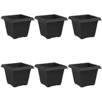 vidaXL Pot De Fleurs Carré 6 Pcs Noir 33 X 33 X 26 Cm Plastique
