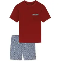 Schiesser Pyjama court ' Comfort Nightwear ' bleu / rouge