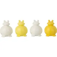 J-Line Grenouille en porcelaine blanche/jaune, grande, assortie, 4 pièces
