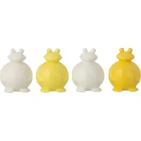 J-Line Grenouille en porcelaine blanche/jaune, petite, assortie, lot de 4
