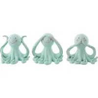 J-Line Octopus Voir/Entendre/Se taire Polyrésine Vert clair Grand Assortiment 3
