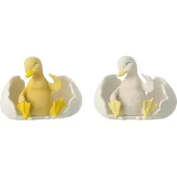 J-Line Canard dans sa coquille en résine blanche/jaune, petit format, assorti 2
