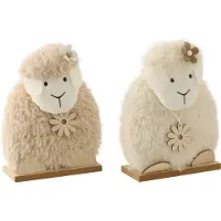 J-Line Mouton Fleur Polyester Blanc/Beige Petit Assortiment 2