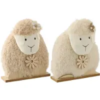 J-Line Mouton Fleur Polyester Blanc/Beige Grand Assortiment 2