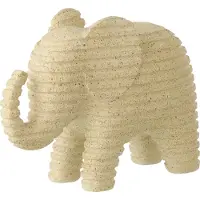 J-Line Eléphant rayé Polyresin Beige Large