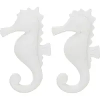 J-Line Set de 2 hippocampes décoratifs en MDF/corde blanc