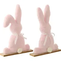 J-Line Lapin en polyester rose clair, grand format, assortis, lot de 2