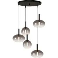 Masterlight Lampe pendante 5L vide Lido avec du verre qui s’estompe à la fumée