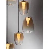 Nova Luce Suspension design Oblo Verre ambré à 5 lumières