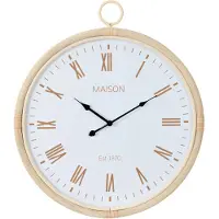 J-Line Horloge murale Kyr rotin/mdf naturel/blanc moyen
