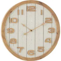 J-Line Horloge murale bois/mdf blanc/naturel Small