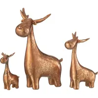 J-Line Set De 3 Cerfs Résine Cuivre